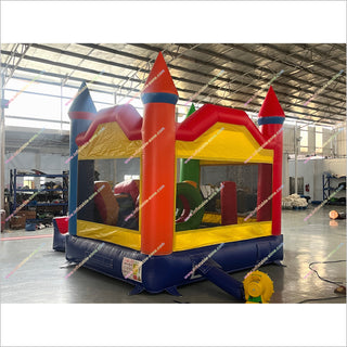 Double Slide Inflatable Bounce House Big Colorful Inflatable Jumping Castle With Slide Combo