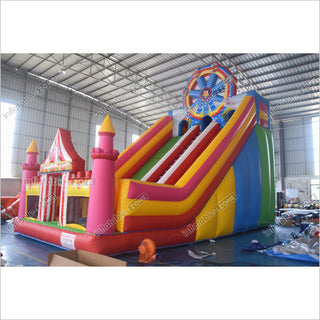 Colorful Double Slide Inflatable Bouncer Blow Up Jumper Crazy Ferris W
