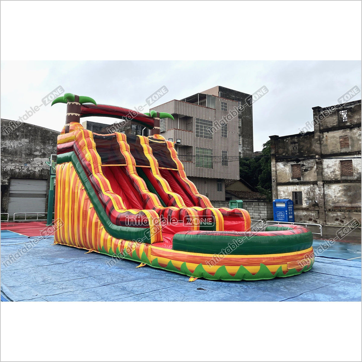 Tropical Wave Double Splash Water Slide Inflatable Jumpers Commercial