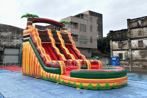 Tropical Wave Double Splash Water Slide Inflatable Jumpers Commercial Swimming Pool With Slide Inflatable For Playground