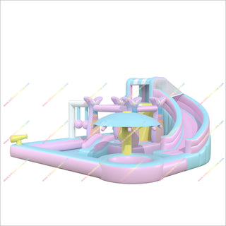 Dreamy Pastel Inflatable Water Slide Bounce House With Mighty Splash Pool Bouncy Castle Playground Near Me