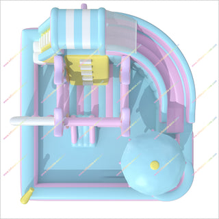 Dreamy Pastel Inflatable Water Slide Bounce House With Mighty Splash Pool Bouncy Castle Playground Near Me