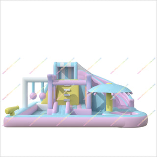 Dreamy Pastel Inflatable Water Slide Bounce House With Mighty Splash Pool Bouncy Castle Playground Near Me
