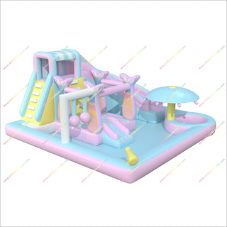 Dreamy Pastel Inflatable Water Slide Bounce House With Mighty Splash Pool Bouncy Castle Playground Near Me