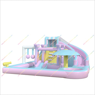 Dreamy Pastel Inflatable Water Slide Bounce House With Mighty Splash Pool Bouncy Castle Playground Near Me