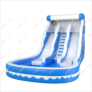 Dual-Lane Inflatable Water Slide Swimming Pool Play Center Water Slide Pool Bounce House For Backyard Party