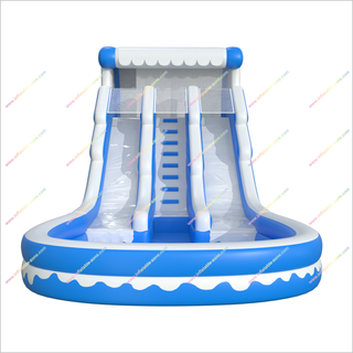 Dual-Lane Inflatable Water Slide Swimming Pool Play Center Water Slide Pool Bounce House For Backyard Party
