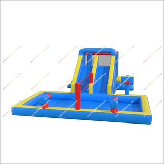 Inflatable Water Park Nearby Dual Water Slide Bounce House Pool Volleyball Net Inflatable Combos For Sale