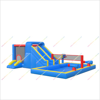 Inflatable Water Park Nearby Dual Water Slide Bounce House Pool Volleyball Net Inflatable Combos For Sale