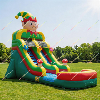 Elf-Themed Target Bounce House Water Slide Corporate Holiday Party Best Inflatable Waterslide For Pool