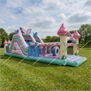 Large Fairy Garden Inflatable Obstacle Course Adults Epic Fairy Assault Course Bouncy Castle Hire Near Me