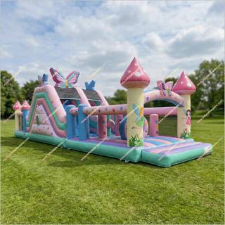 Large Fairy Garden Inflatable Obstacle Course Adults Epic Fairy Assault Course Bouncy Castle Hire Near Me
