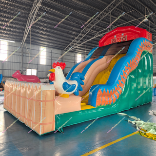 Delight kids with this farm-themed large inflatable slide featuring cheerful animal designs and a towering playground slide. Manufactured from heavy-duty commercial PVC, it provides outstanding durability, safety, and vibrant appeal. Ideal for amusement parks, schools, festivals, birthday parties, and rental companies, this inflatable attraction delivers exciting outdoor fun and unforgettable memories for every event.