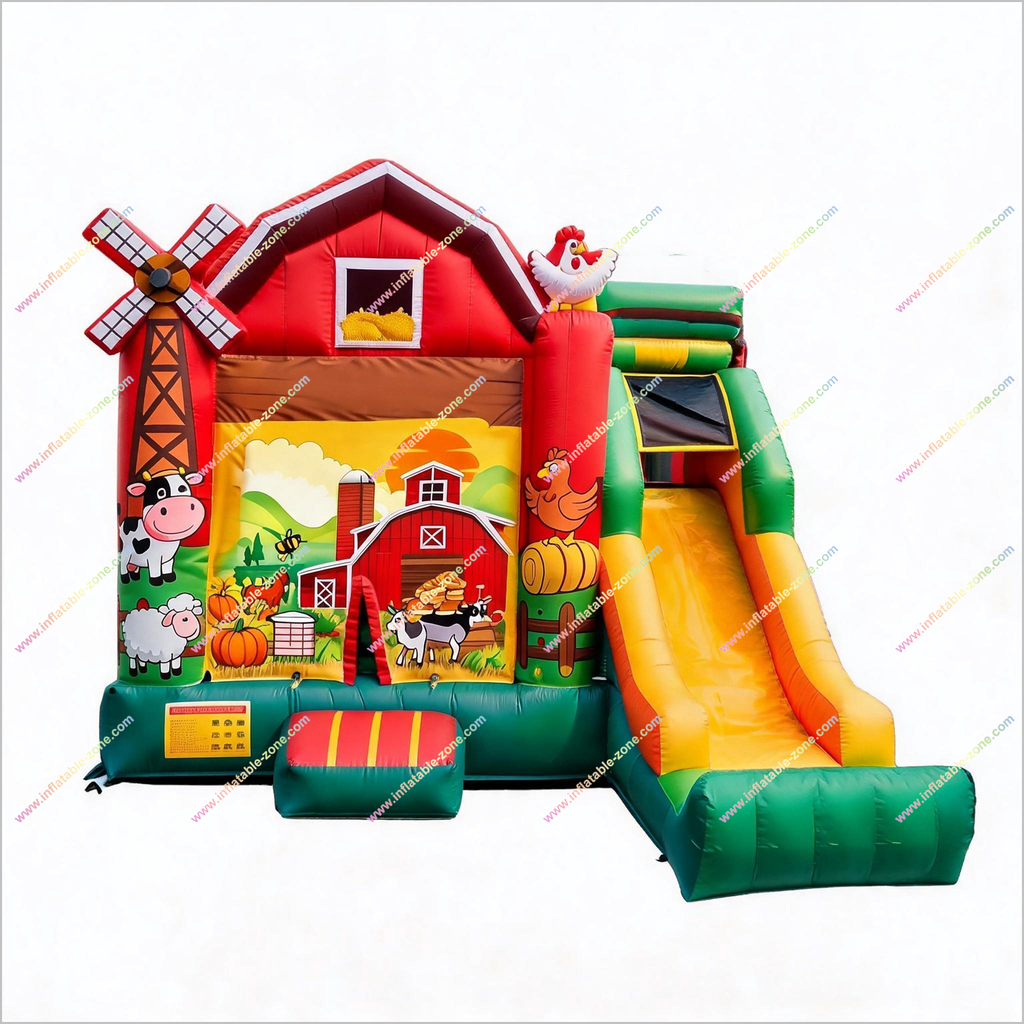 Farm Party Bounce House Inflatable Slide Combo Home Bouncy Castle Gard