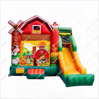 Farm Party Bounce House Inflatable Slide Combo Home Bouncy Castle Garden Playhouse With Slide