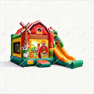 Farm Party Bounce House Inflatable Slide Combo Home Bouncy Castle Garden Playhouse With Slide