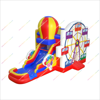Ferris Wheel Bouncy Castle Inflatable Water Slide Combo Hot Air Balloons Wet Dry Bounce House With Slide