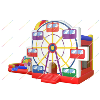 Ferris Wheel Bouncy Castle Inflatable Water Slide Combo Hot Air Balloons Wet Dry Bounce House With Slide