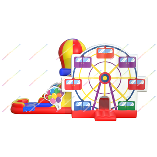 Ferris Wheel Bouncy Castle Inflatable Water Slide Combo Hot Air Balloons Wet Dry Bounce House With Slide