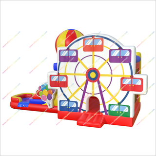 Ferris Wheel Bouncy Castle Inflatable Water Slide Combo Hot Air Balloons Wet Dry Bounce House With Slide