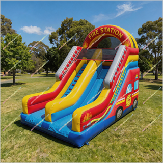 Fire Truck Party Inflatable Fun Slide Commercial Park Playground Equipment Big Blow Up Slide For Sale