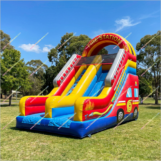 Fire Truck Party Inflatable Fun Slide Commercial Park Playground Equipment Big Blow Up Slide For Sale