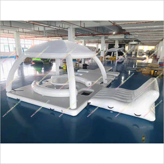 Floating Inflatable Dock Sofa Bar Table Water Island Float Leisure Tent Inflatable Swim Platform For Boat