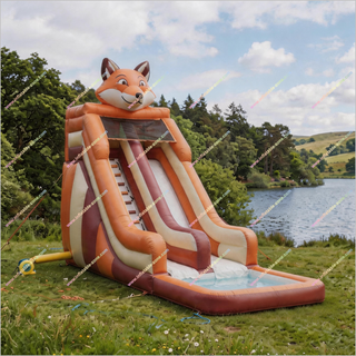 Fox-Themed Water Slide Bouncer Lake Party Decorations Inflatable Waterslide For Splash Pool