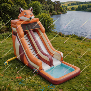Fox-Themed Water Slide Bouncer Lake Party Decorations Inflatable Waterslide For Splash Pool