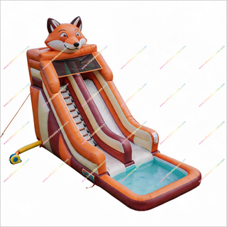 Fox-Themed Water Slide Bouncer Lake Party Decorations Inflatable Waterslide For Splash Pool