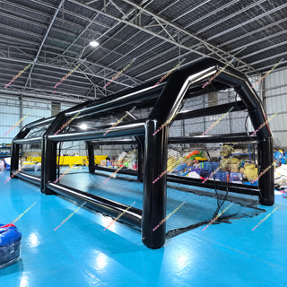 Practice baseball and improve batting skills at home with a fully enclosed inflatable training cage. Protective netting helps keep balls contained while creating a dedicated space for hitting drills, pitching practice, and recreational play. Designed for backyards, home training, sports facilities, and coaching sessions, it offers a convenient setup for players of different skill levels.