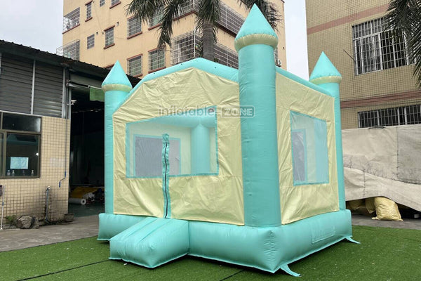 Fun Green Bouncy Castle With Small Slide Best Outdoor Inflatable Bounce House For Backyard Party Equipment