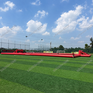 Turn any gathering into a sporting extravaganza with our Inflatable Soccer Field! Perfect for outdoor fun, this arena brings the excitement of soccer to your backyard. Get ready for fast-paced matches and epic goals with our inflatable sports game!