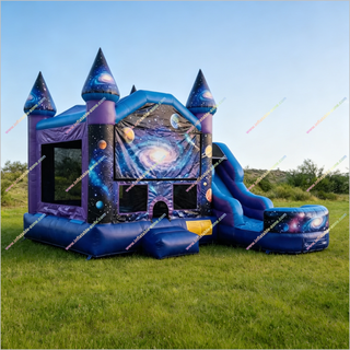 Galaxy-Themed Inflatable Bounce House Waterslide Combo Jumping Castle And Water Slide For Sale