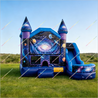 Galaxy-Themed Inflatable Bounce House Waterslide Combo Jumping Castle And Water Slide For Sale