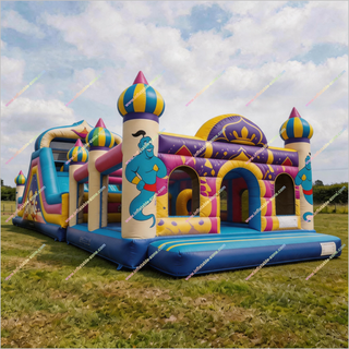 Commercial Genie Inflatable Assault Course Events Outdoor Play Inflatable Bouncy Castle Obstacle Course For Adults