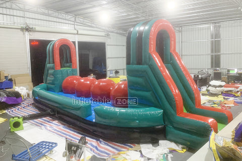 Interactive Wipeout Giant Blow Up Balls Inflatable Obstacle Course Challenge Inflatable Sports Game With Slide