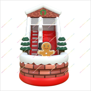 Giant Christmas Inflatables Water Slides Pools Gingerbread Man Snowman Bounce House With Waterslide And Pool