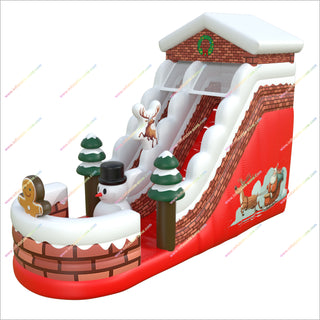Giant Christmas Inflatables Water Slides Pools Gingerbread Man Snowman Bounce House With Waterslide And Pool