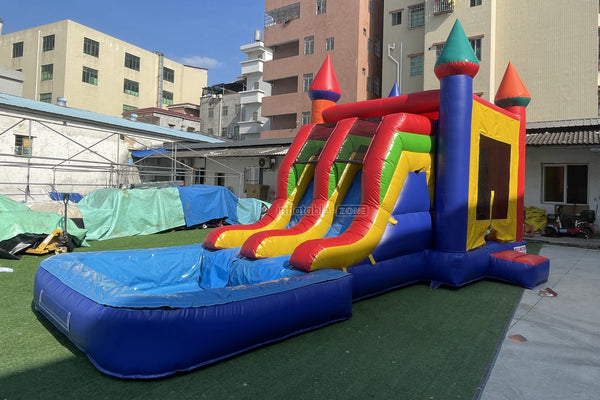 Sunny And Fun Inflatable Bouncy Castle With Dual Slide Pool Combo Giant Inflatable Bounce House Water Slide