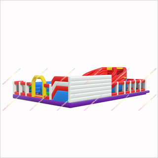 Buy Playground Equipment Giant Inflatable Obstacle Course Rental Castle Jumper With Slide Cheap Amusement Parks Near Me