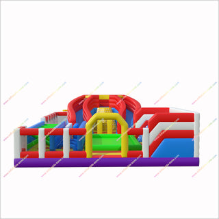 Buy Playground Equipment Giant Inflatable Obstacle Course Rental Castle Jumper With Slide Cheap Amusement Parks Near Me