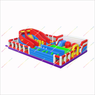 Buy Playground Equipment Giant Inflatable Obstacle Course Rental Castle Jumper With Slide Cheap Amusement Parks Near Me