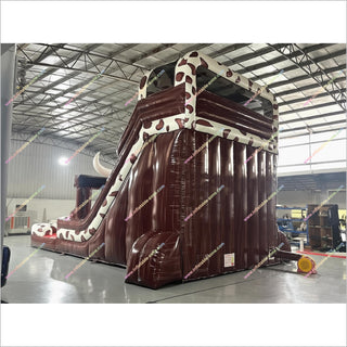 Cow Theme Giant Inflatable Pool Water Slide Commercial Inflatable Rodeo Rush Hybrid Double Lane Water Slide Rental