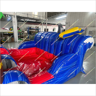 Giant Inflatable Water Slides Childrens Garden Equipment Ocean Waves And Palm Trees Waterslides For Pool