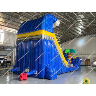 Giant Inflatable Water Slides Childrens Garden Equipment Ocean Waves And Palm Trees Waterslides For Pool