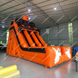 Add spooky thrills to your event with our Giant Halloween Outdoor Decor Double Inflatable Slide! Featuring playful ghosts and pumpkins, this dry slide offers nonstop fun, perfect for parties, festivals, and fall entertainment. Rent now to make your Halloween celebration unforgettable!