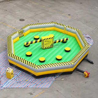 Experience the ultimate thrill with our Giant Outdoor Inflatable Meltdown Challenge! Navigate through rotating obstacles in this Eliminator-style game. Perfect for parties and events, our Inflatable Wipeout Sweeper promises non-stop fun for all ages. Order now and bring the excitement to your next gathering!