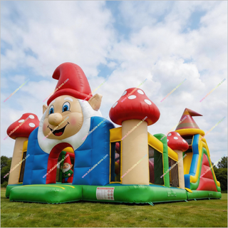 Garden Gnome Commercial Bouncy Castles Obstacle Course Whimsical Mushrooms Inflatable Assault Course To Hire