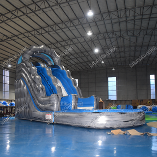 Celebrate in style with the Gray Marble Inflatable Wave Waterslide! This commercial-grade inflatable features a sleek gray marble design and a thrilling wave slide, perfect for kids' pool parties and birthday celebrations. With its spacious pool and durable construction, it ensures hours of fun and excitement for any special event!